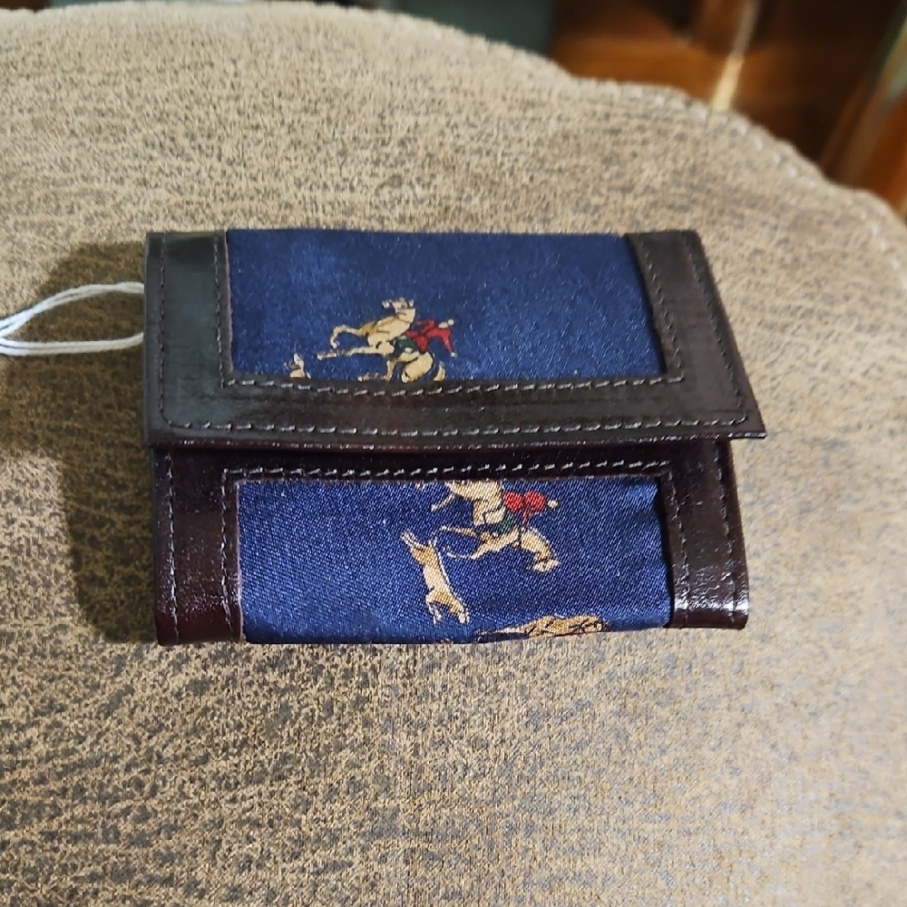 Blue and Brown Wallet with Dog Print